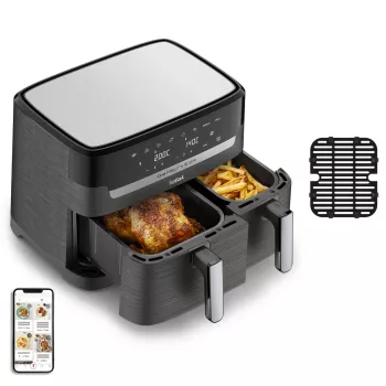 Tefal Dual Easy Fry & Grill EY905B kaksinkertainen 8,3 l lattialaite 2700 W kiertoilmakypsennin harmaa