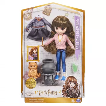 Wizarding World Harry Potter, 8 tuuman Brilliant Hermione Granger -nuken lahjapakkaus, jossa 5 tarviketta ja 2 asua, lelu yli 6-vuotiaille lapsille