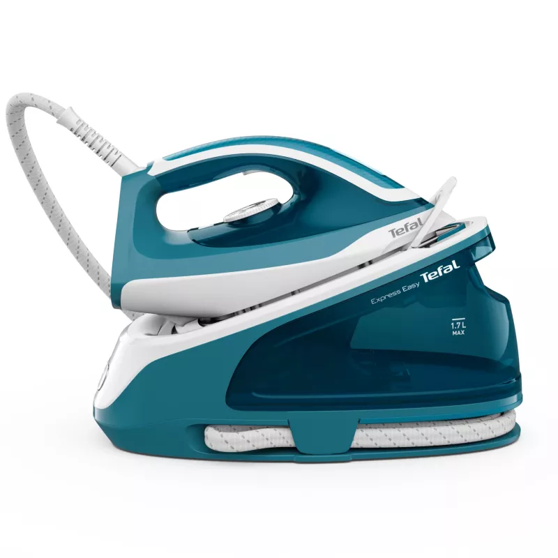 Tefal Express Easy SV6131E0 höyrysilitysasema, 5,8 bar, 120 g/min, 350 g/min höyrysuihku, 1,7 l, automaattinen virrankatkaisu, valkoinen/turkoosi