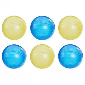 Vesipallot HASBRO Nerf Super Soaker Hydro Balls — sisäänrakennettu vesisäiliö, 6 kpl, muovi, sininen/keltainen, ikä 6+