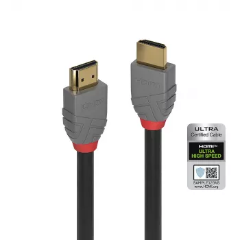 Lindy 2m Ultra High Speed HDMI -kaapeli, Anthra Line, 2 m, HDMI Type-A (standardi), HDMI Type-A (standardi), 3D, 48 Gbit/s, musta