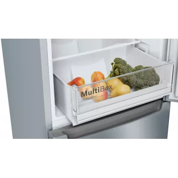 Bosch Serie 2 KGN33NLEB jääkaappipakastin, vapaasti seisova, 279 l, No Frost, E, ruostumaton teräs