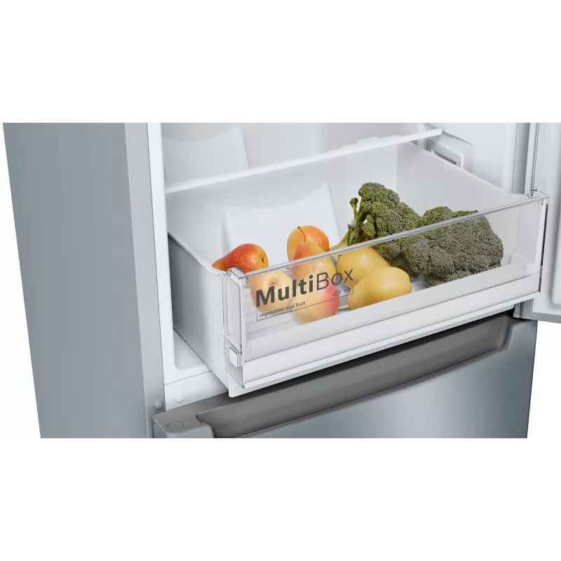 Bosch Serie 2 KGN33NLEB jääkaappipakastin, vapaasti seisova, 279 l, No Frost, E, ruostumaton teräs