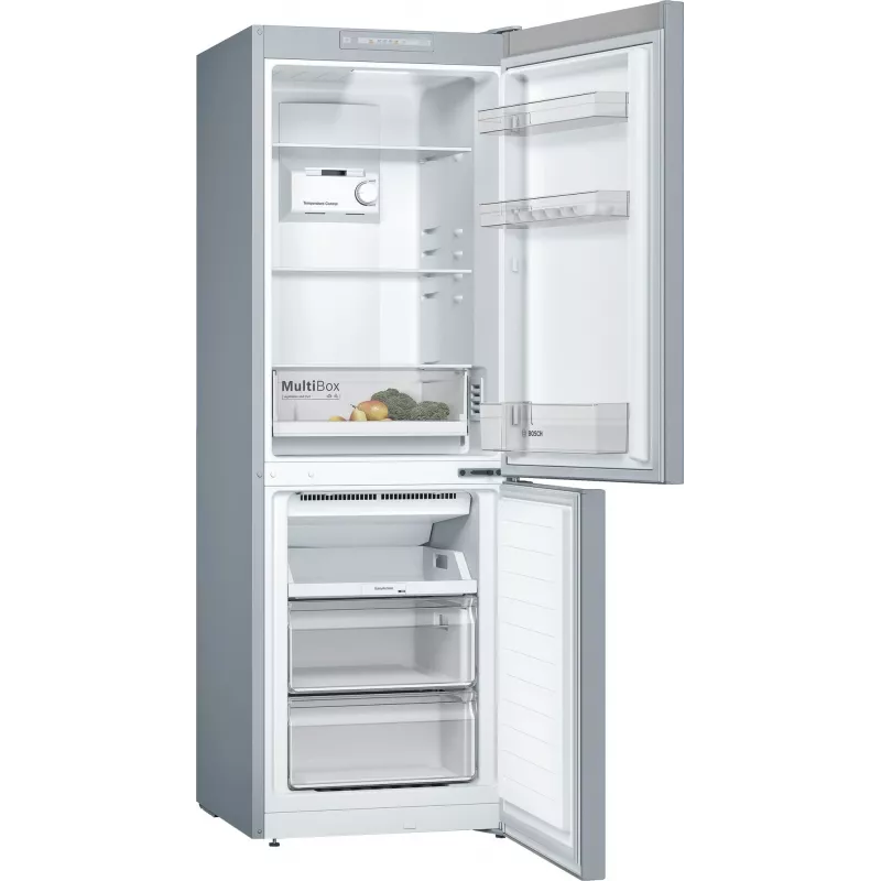 Bosch Serie 2 KGN33NLEB jääkaappipakastin, vapaasti seisova, 279 l, No Frost, E, ruostumaton teräs