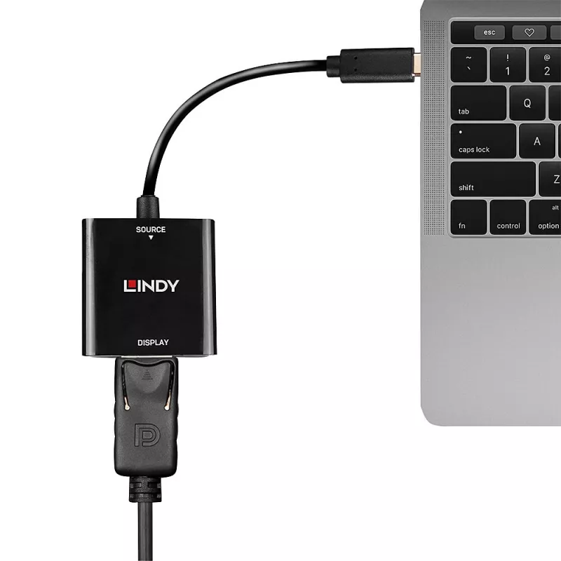 Lindy USB Type C - DisplayPort 4K144 -muunnin, USB Type-C, DisplayPort-lähtö, 3840 x 2160 pikseliä