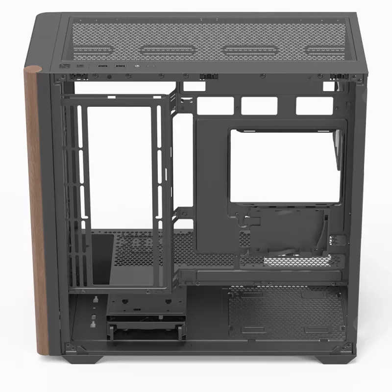 Mini Tower -tietokonekotelo Aerocool D301A musta puu ATX-virtalähde