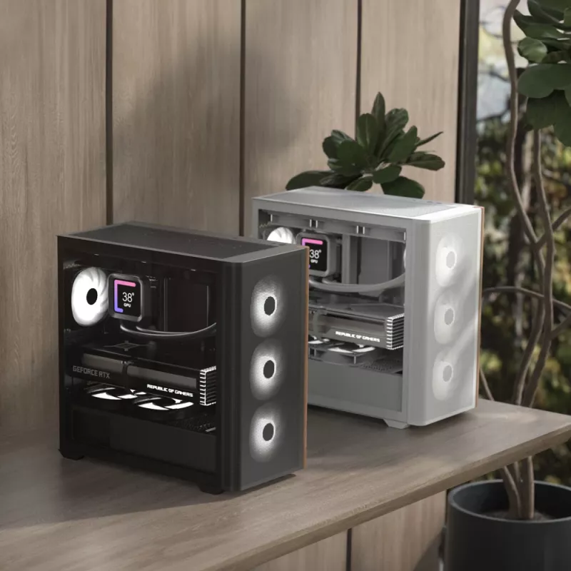 Mini Tower -tietokonekotelo Aerocool D301A musta puu ATX-virtalähde