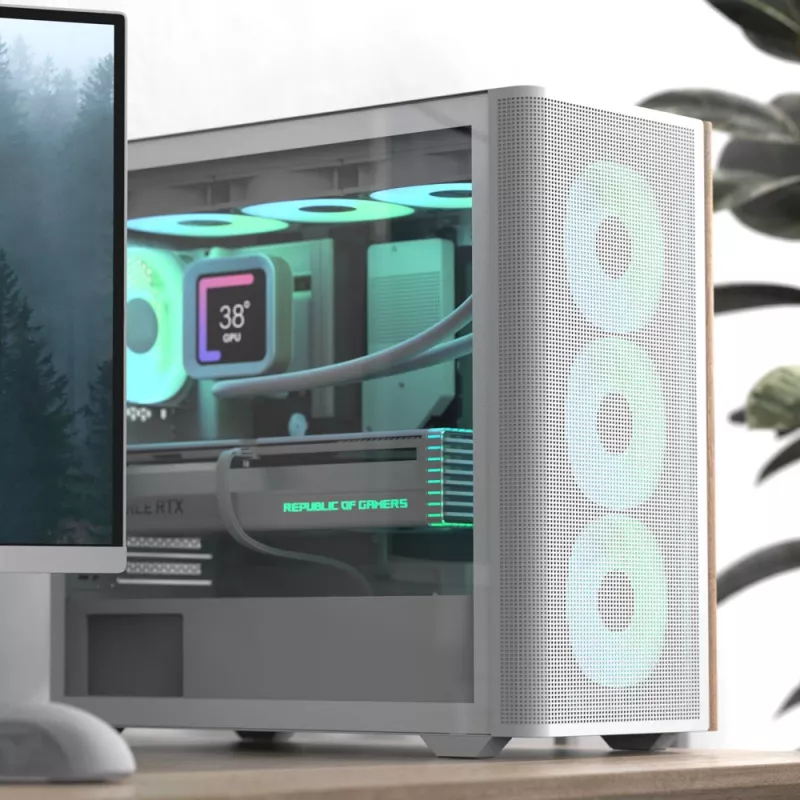 Aerocool D301A Mini Tower valkoinen, puu