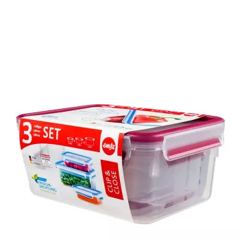 EMSA 508566 säilytysastia suorakaiteen muotoinen setti läpinäkyvä 3 kpl
