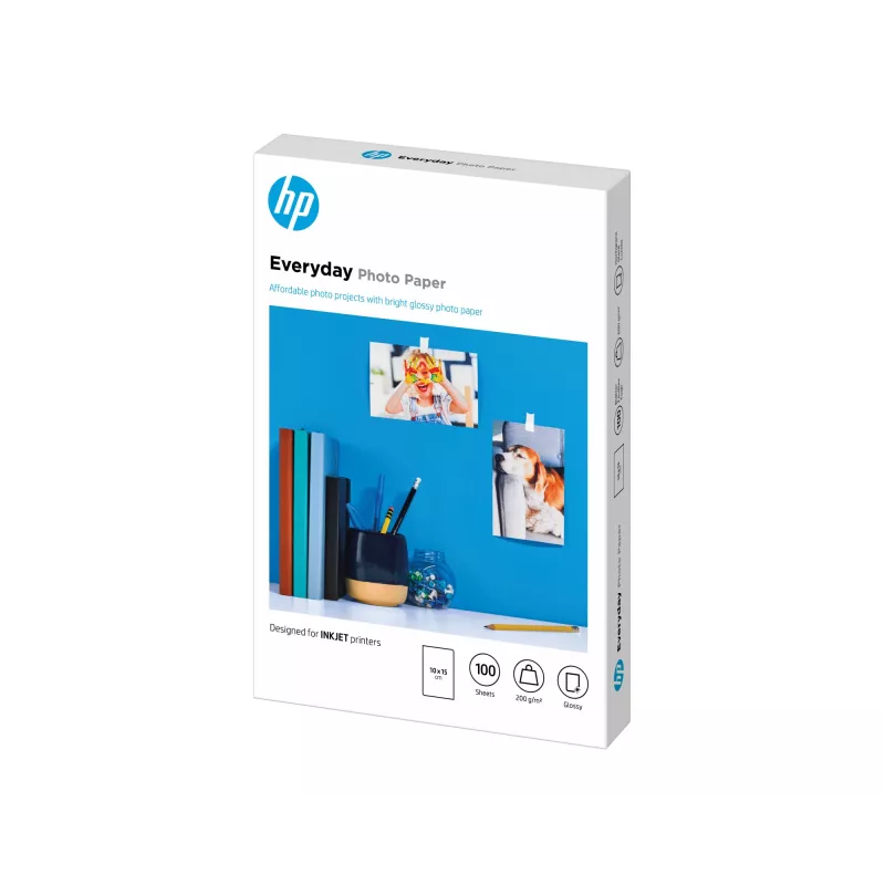 HP Everyday valokuvapaperi, kiiltävä, 200 g/m², 10 x 15 cm (101 x 152 mm), 100 arkkia