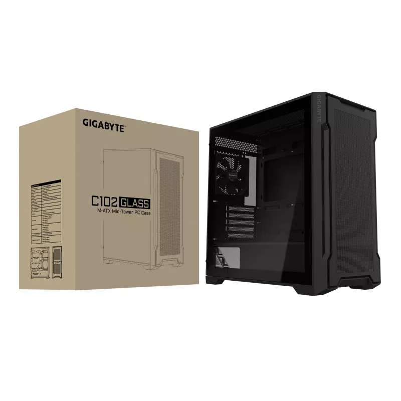 GIGABYTE C102 GLASS Midi Tower musta