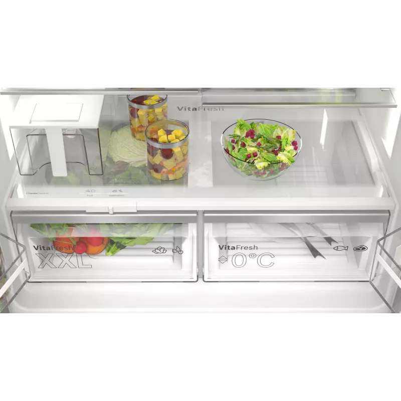 Bosch Serie 6 KFI96APEA French Door -jääkaappipakastin, 574 l (375 l jääkaappi + 199 l pakastin), energialuokka E, Home Connect, harjattu ruostumaton teräs