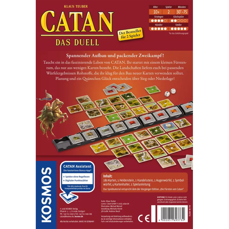 Kosmos CATAN - Das Duell korttipeli, 2 pelaajalle, 10-vuotiaasta alkaen