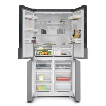 Siemens iQ300 KF96NVPEA Side-by-Side-jääkaappi vapaasti seisova 605 L hopea
