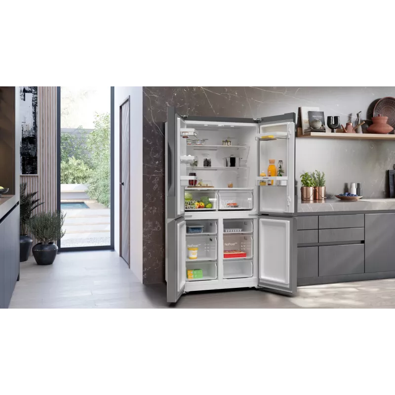 Siemens iQ300 KF96NVPEA French Door side-by-side-jääkaappipakastin, 605 l (405 l + 200 l), hopea