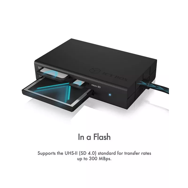 ICY BOX IB-CR401-C3 kortinlukija USB 3.2 Gen 1 (3.1 Gen 1) Type-C musta