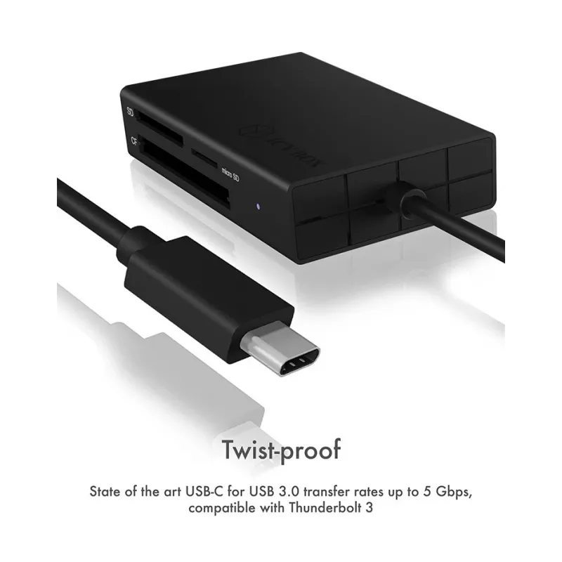 ICY BOX IB-CR401-C3 kortinlukija USB 3.2 Gen 1 (3.1 Gen 1) Type-C musta