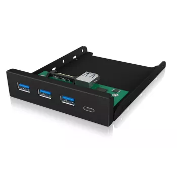 USB-keskitin ICY BOX IB-HUB1418-i3 — GL3520/ASM1543-piirisarja, musta, 101×137×25 mm