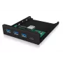 ICY BOX IB-HUB1418-i3 3,5 tuuman etupaneeli USB 3.0 -hubilla, 3x USB Type-A, 1x USB Type-C, musta