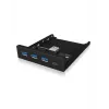ICY BOX IB-HUB1418-i3 3,5 tuuman etupaneeli USB 3.0 -hubilla, 3x USB Type-A, 1x USB Type-C, musta