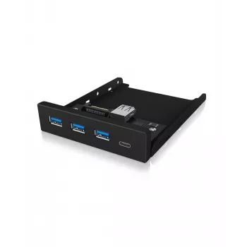 USB-keskitin ICY BOX IB-HUB1418-i3 — GL3520/ASM1543-piirisarja, musta, 101×137×25 mm
