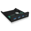 ICY BOX IB-HUB1418-i3 3,5 tuuman etupaneeli USB 3.0 -hubilla, 3x USB Type-A, 1x USB Type-C, musta