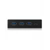 ICY BOX IB-HUB1418-i3 3,5 tuuman etupaneeli USB 3.0 -hubilla, 3x USB Type-A, 1x USB Type-C, musta