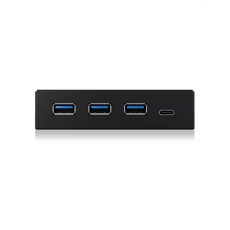 ICY BOX IB-HUB1418-i3 3,5 tuuman etupaneeli USB 3.0 -hubilla, 3x USB Type-A, 1x USB Type-C, musta