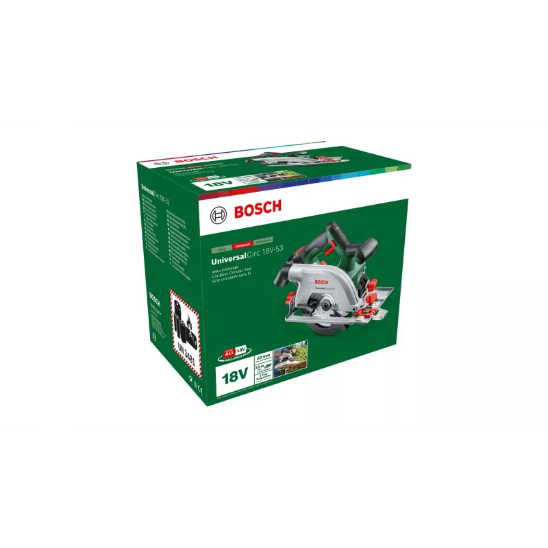 Bosch UniversalCirc 18V-53 akkukäyttöinen pyörösahasarja, 18 V, 2,5 Ah, 06033B1402