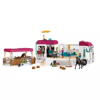 schleich HORSE CLUB hevostenkuljetusauto, rakennus, retkeily, hevostalli, hevoset, ratsastuskilpailu, 5 vuotta, monivärinen, muovi