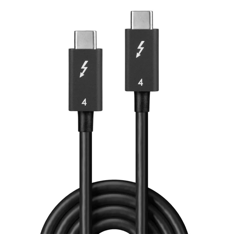 Lindy 1 m Thunderbolt 4 -kaapeli, 40 Gbit/s, passiivinen, uros, uros, 1 m, 40 Gbit/s, musta, nikkeli/kulta