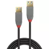 Lindy 36762 Anthra Line USB 3.2 Gen 1 Type A -jatkokaapeli, USB-A-uros – USB-A-naaras, 5 Gbps, 2 m, musta/harmaa