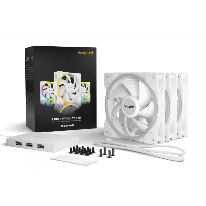 be quiet Light Wings White | 120mm PWM Triple Pack tietokonekotelon tuuletin 12 cm 3 kpl