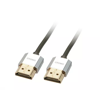 Lindy 0,5 m CROMO ohut High Speed HDMI -kaapeli Ethernetillä, 0,5 m, HDMI Type-A (standardi), HDMI Type-A (standardi), 3D, musta