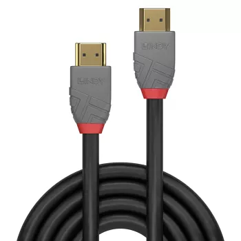 Lindy 1 m High Speed HDMI -kaapeli, Anthra Line, 1 m, HDMI Type-A (standardi), HDMI Type-A (standardi), 4096 x 2160 pikseliä, 18 Gbit/s, musta, harmaa