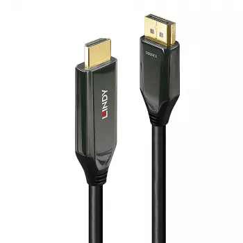 Lindy 2 m aktiivinen DisplayPort 1.4 - HDMI 8K60 -kaapeli, 2 m, HDMI Type-A (standardi), DisplayPort, uros, uros, suora