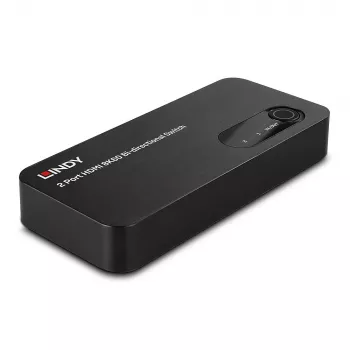 Lindy 2-porttinen HDMI 8K60 kaksisuuntainen kytkin, HDMI, ABS, musta, 120 Hz, 3840 x 2160, 7680 x 4320, 48 Gbit/s