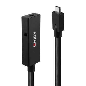 Lindy 5 m USB 3.2 Gen 2 C/C aktiivinen jatkokaapeli, 5 m, USB C, USB C, USB 3.2 Gen 2 (3.1 Gen 2), 10 Gbit/s, musta