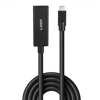 Lindy 5 m USB 3.2 Gen 2 C/C aktiivinen jatkokaapeli, 5 m, USB C, USB C, USB 3.2 Gen 2 (3.1 Gen 2), 10 Gbit/s, musta