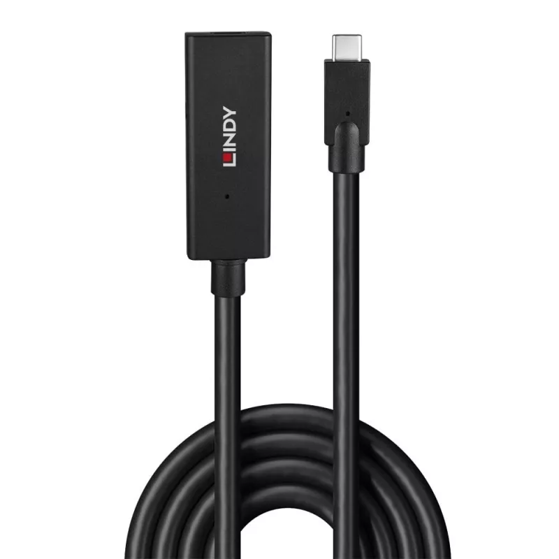 Lindy 5 m USB 3.2 Gen 2 C/C aktiivinen jatkokaapeli, 5 m, USB C, USB C, USB 3.2 Gen 2 (3.1 Gen 2), 10 Gbit/s, musta