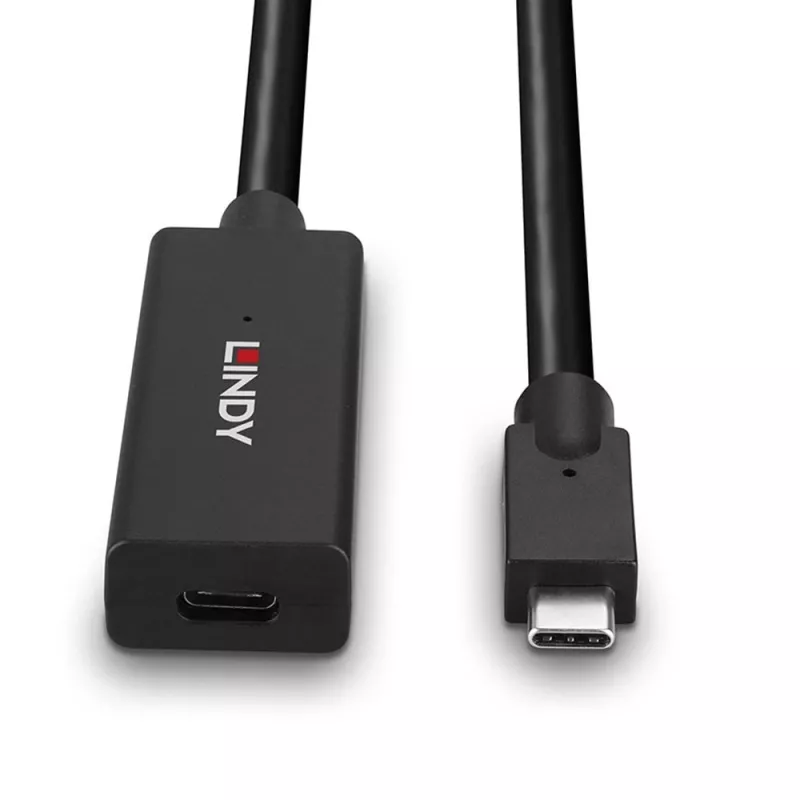 Lindy 5 m USB 3.2 Gen 2 C/C aktiivinen jatkokaapeli, 5 m, USB C, USB C, USB 3.2 Gen 2 (3.1 Gen 2), 10 Gbit/s, musta