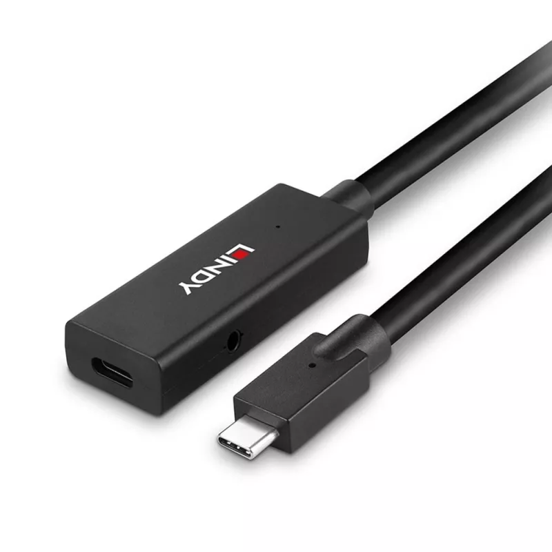 Lindy 5 m USB 3.2 Gen 2 C/C aktiivinen jatkokaapeli, 5 m, USB C, USB C, USB 3.2 Gen 2 (3.1 Gen 2), 10 Gbit/s, musta