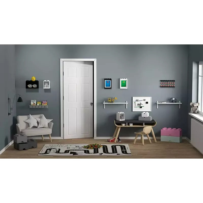 room copenhagen LEGO Brick Shelf 8+4 musta — modulaarinen seinähylly 2 tasolla