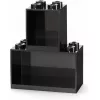 room copenhagen LEGO Brick Shelf 8+4 musta — modulaarinen seinähylly 2 tasolla