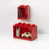 Hylly Room Copenhagen LEGO Brick Shelf 8+4 punainen, 2 hyllyä