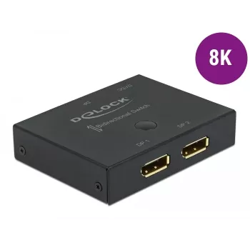 DELOCK DisplayPort 2 - 1 -kytkin - kaksisuuntainen 8K 30 Hz