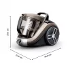 Rowenta Compact Power XXL Animal RO4B50 pölypussiton lattiaimuri, 3-portainen suodatin, harmaa/musta