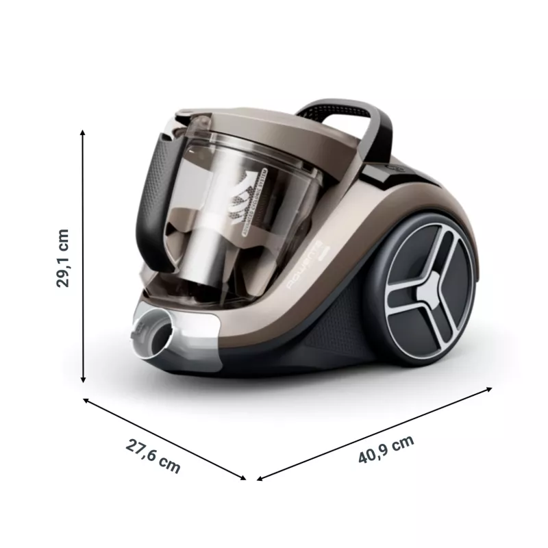 Rowenta Compact Power XXL Animal RO4B50 pölypussiton lattiaimuri, 3-portainen suodatin, harmaa/musta