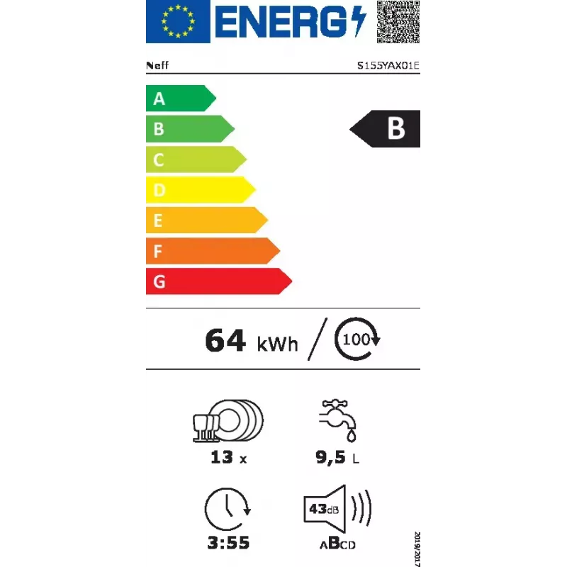 Neff S155YAX01E astianpesukone täysintegroitava 13 astiastoa