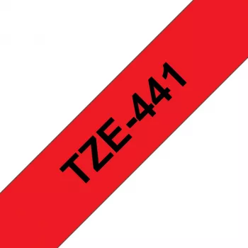 Tarratulostinauha Brother TZe441 18mm musta punaisella